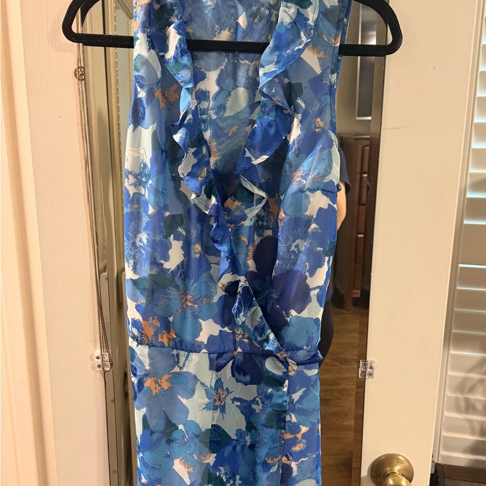 Guess Vibrant Blue and White Wrap Dress